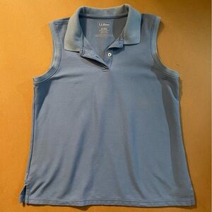 L.L. Bean Light Blue 100% Cotton Sleeveless Polo Shirt